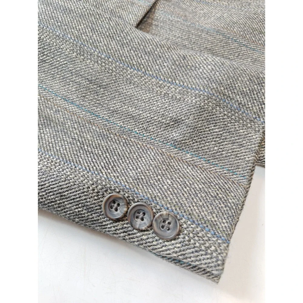 Haggar Mens Vintage Tweed Blazer Sports Coat 42R Gray Herringbone USA L704